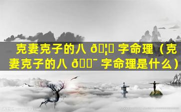 克妻克子的八 🦅 字命理（克妻克子的八 🐯 字命理是什么）